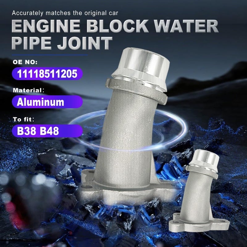 HOAVEED 11118511205 Aluminum Engine Coolant Water Pipe Connector Compatible with BMW 1 2 3 4 5 6 7 Series X1 X2 X3 X4 X5 | Compatible with MINI F55 F56 2013-2019 | Replaces Plastic OE Coolant Flange - Image 2